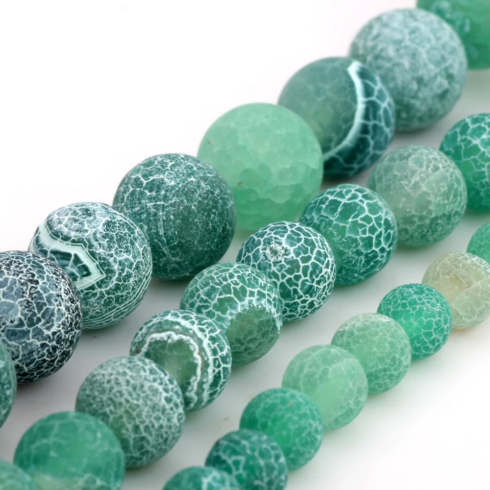 006 Model 6MM/8MM/10MM Matte Green Stained White Stripes Natural Stone Pine Beads DIY Necklace Jewelry Making image 3