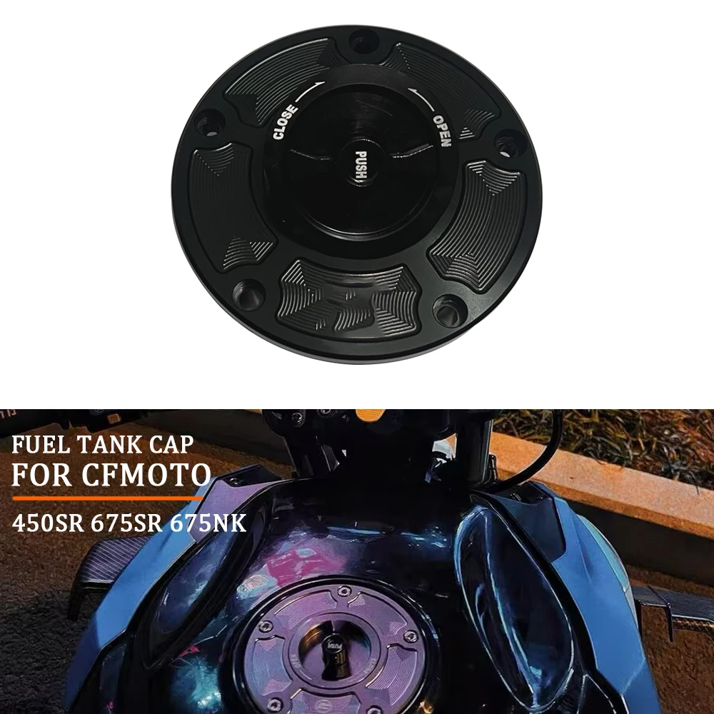 Image of Motorrad Für CFMOTO 450SR 675SR-R 675NK Zubehör Aluminium legierung kraftstoff tank abdeckung CNC Kraftstoff Gas Tankdeckel Abdeckung 450 SR 675 SR