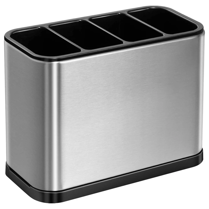 

ABSF Kitchen Utensil Holder, Stainless Steel Kitchen Organizer Caddy With Removable Divider And Sturdy Drip Tray Base