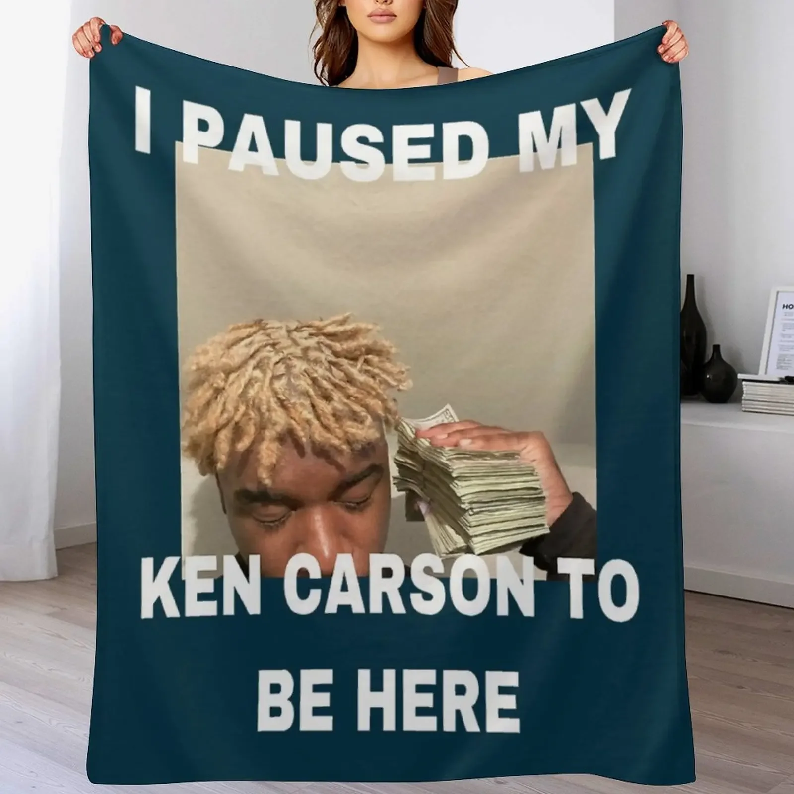 

I Paused My Ken Carson To Be Here Throw Blanket halloween Luxury Retros Designers Blankets