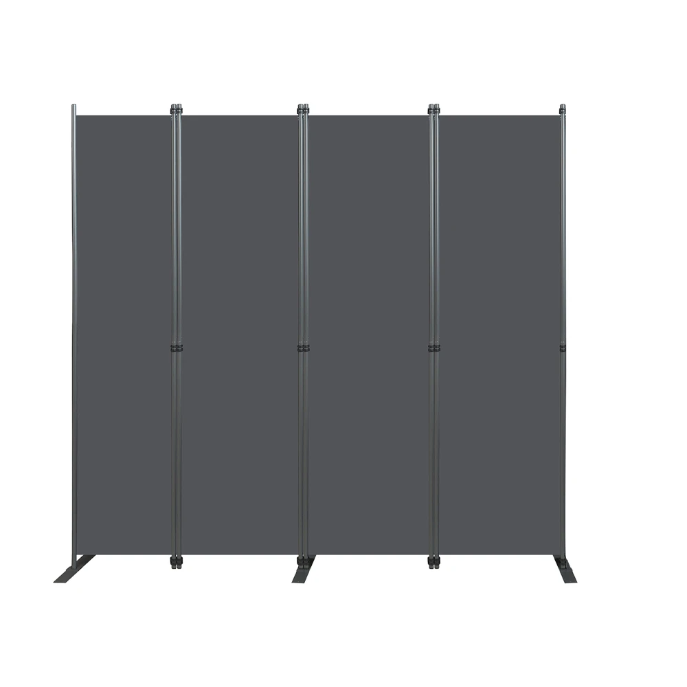 Paravent de séparation, grand, 4 panneaux, 2040 x 1800 mm, écran de protection d'intérieur, autoportant, pour bureau, chambre, salon, salle à manger, bureau d'étude - Gris