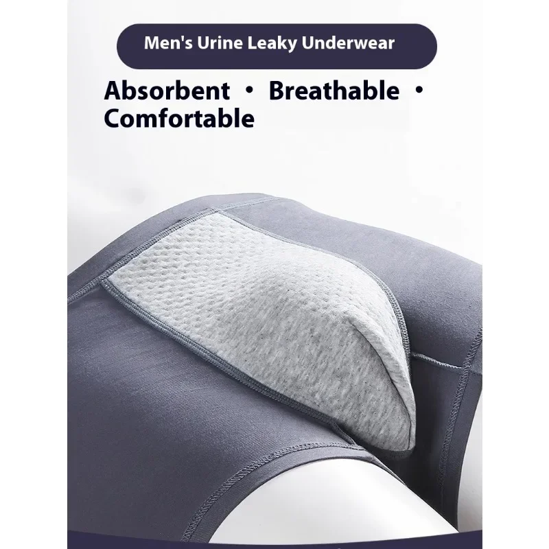 Männer Licht Inkontinenz Unterwäsche 100 ml Ältere Atmungsaktive Absorption Urin Verdickte Schritt Shorts Waschbar Boxer Patienten Hosen