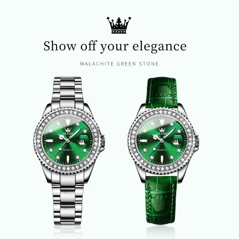 

OLEVS 9945 Women's Watches Original Quartz Ladies Watch Luxury Bezel Diamond Wristwatch Waterproof Enlarge Date New Arrival