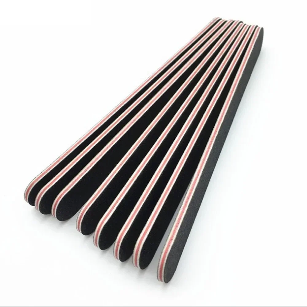 30pcs Straight Round Black Customized Logo Nail File Professional Abrasive Emery Board Nail File 100 / 180 For Nail Tools