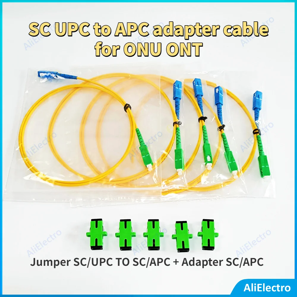 5PCS SC UPC to APC adapter cable for ONU ONT connection Universal SC/UPC-SC/APC 0.5m Jumper + APC Adapter Suit free shipping