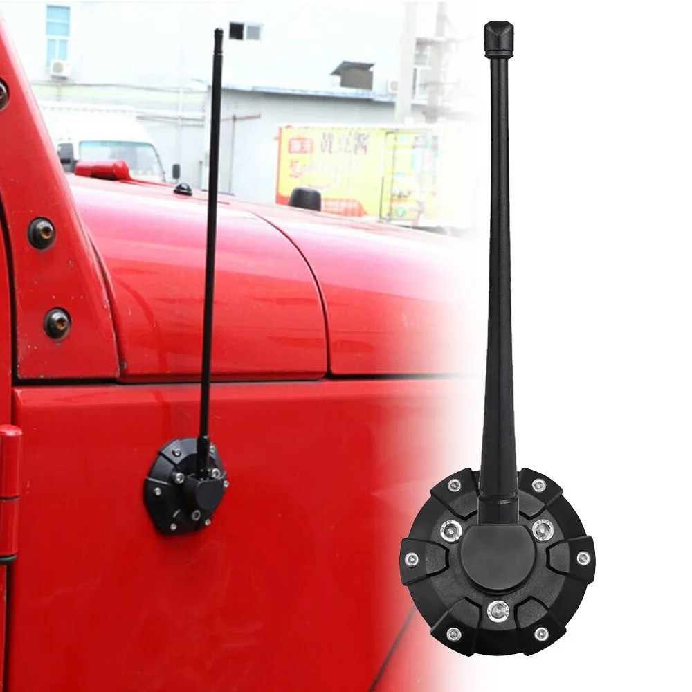 FM/AM 32CM antena + baza do anteny dla Jeep Wrangler JK JL Gladiator JT Rubicon Sahara Sport 1997-2023 multi-model uniwersalny