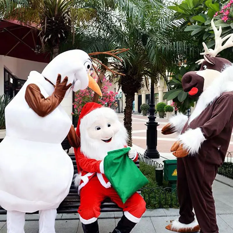 Christmas Cosplay Dress Suits Santa Claus Olaf Mascot Costume Snowman Elk Cartoon Doll Suit Christmas Man Wearing Walking Props
