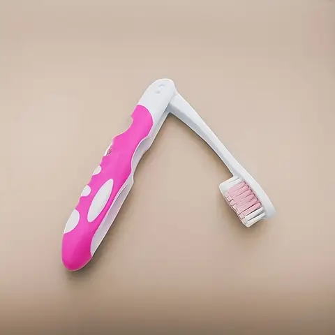 Manual Folding Travel Toothbrush, Full-head, Medium Bristles, Microfiber, Unscented, Portable and Easy to Clean