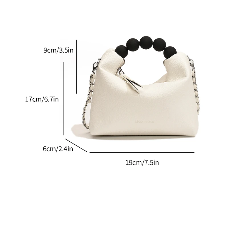 Casual Dumpling Bag with Beaded Handle, Comfortable Feel, Chinese, Elegant, Temperament, Fashion and everything, New, 2024