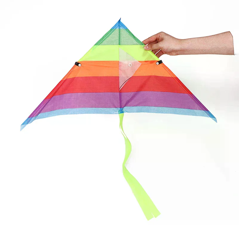 /GJ/New Colorful Triangle Rainbow Kite Flying Toys Kite For Children Kids With 30M Kite String Outdoor Fun Sports Kites Toys