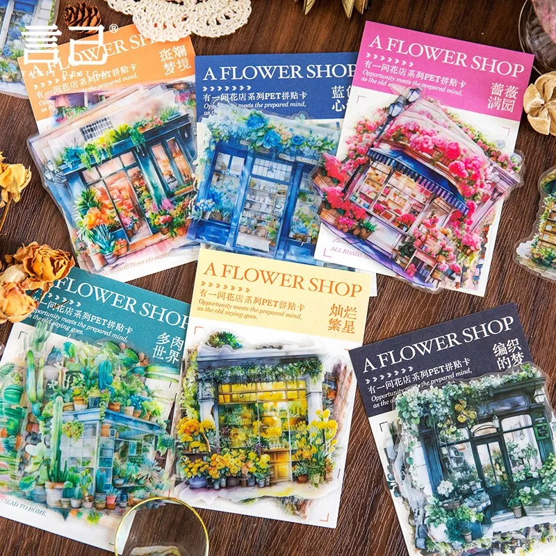 

10 Pcs/pack Vintage PET Stickers Scrapbook Stickers Window Door Flower Sticker For Scrapbooking Supplies Junk Journals Crafts