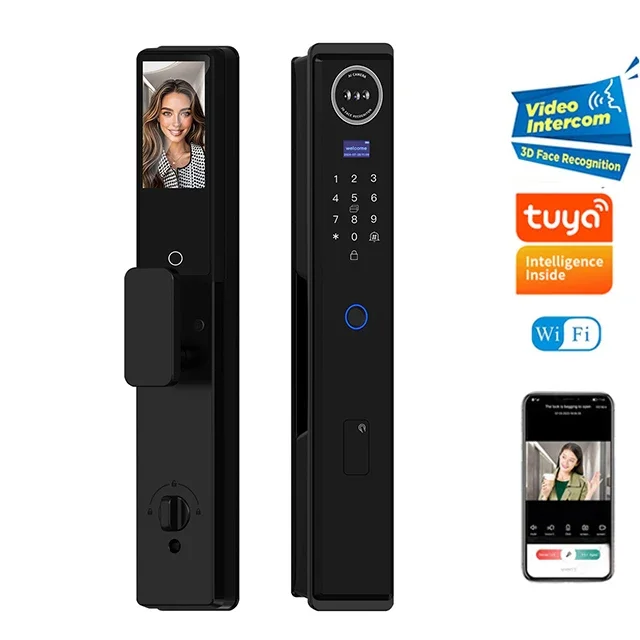

Приложение Tuya, видеодомофон, 3D распознавание лиц, WIFI Cerradura Inteligente, Rfid, пароль, отпечаток пальца, цифровой умный дверной замок