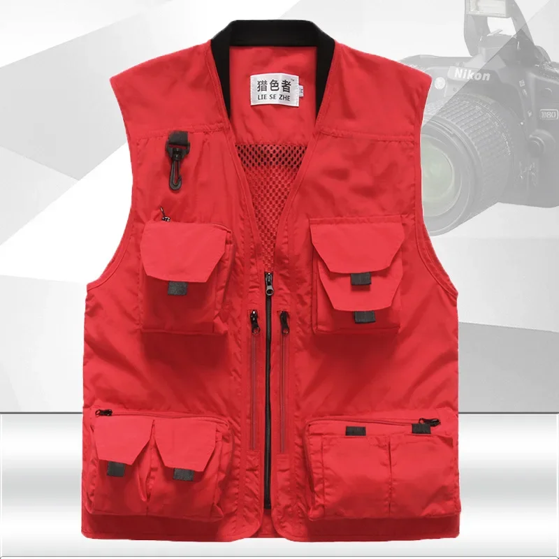 2025 men's outdoor, multi-pocket fishing photography tooling vest, can be customized to print LOGO