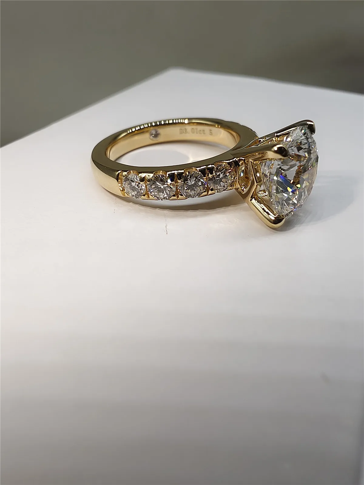 14K Gold Lab-Grown Diamond 3CT Round 4-Prong Single Row Wedding Ring PT950 Platinum Engagement Ring Jewelry Custom Wholesale view 6