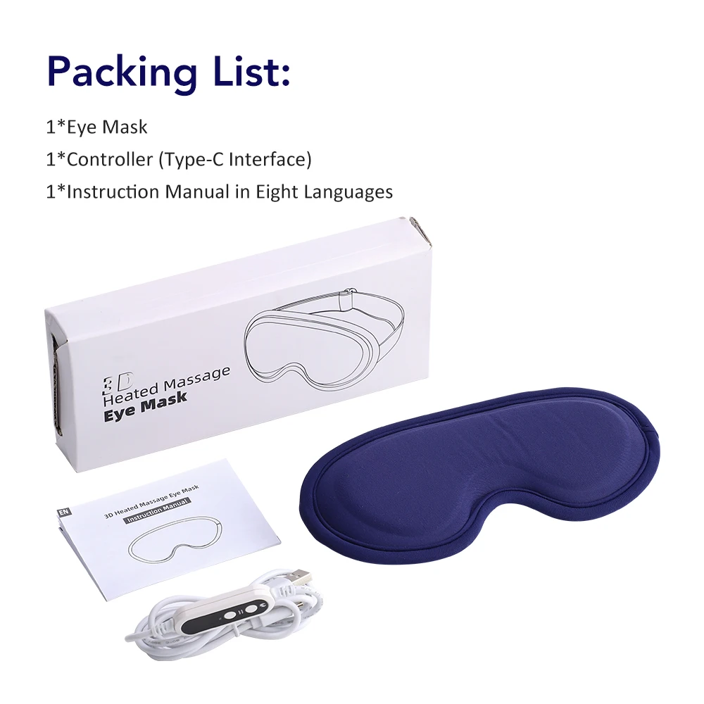 Hot Compress and Massage Eye Mask Electric Heated Eye Massager for Relieve Eye Strain Dark Circles Sleeping Mask Eyeshades