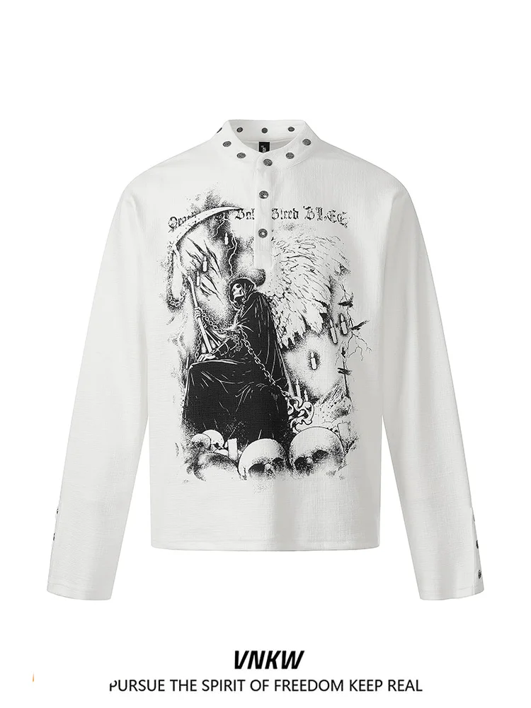 

Свободная футболка с длинным рукавом и принтом, круглый вырез, молодежный стиль, дышащая, из смеси хлопка и полиэстера, весна-лето