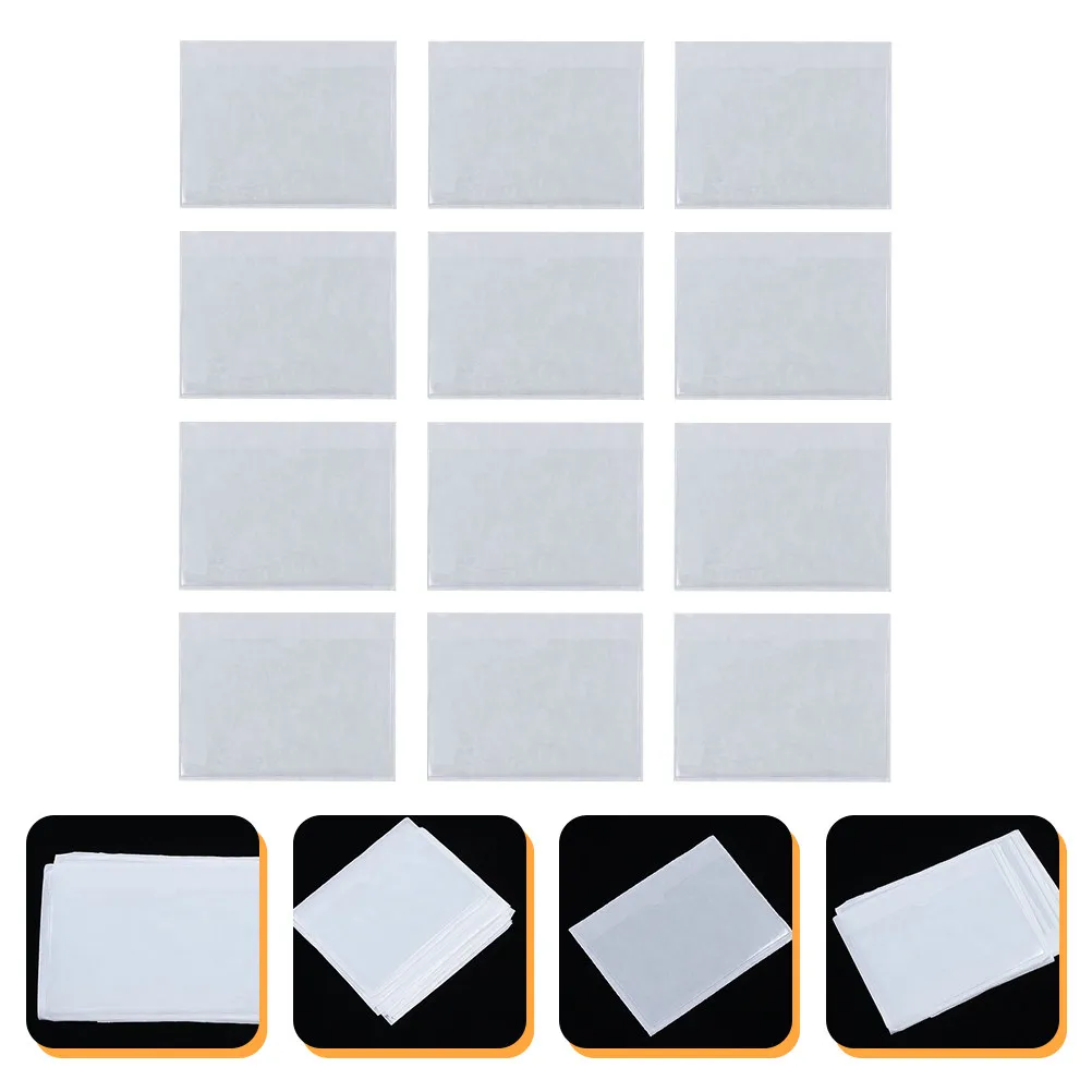 30pcs Plastic Card Pockets with Adhesive Back for Index Cards, Office & School Organization