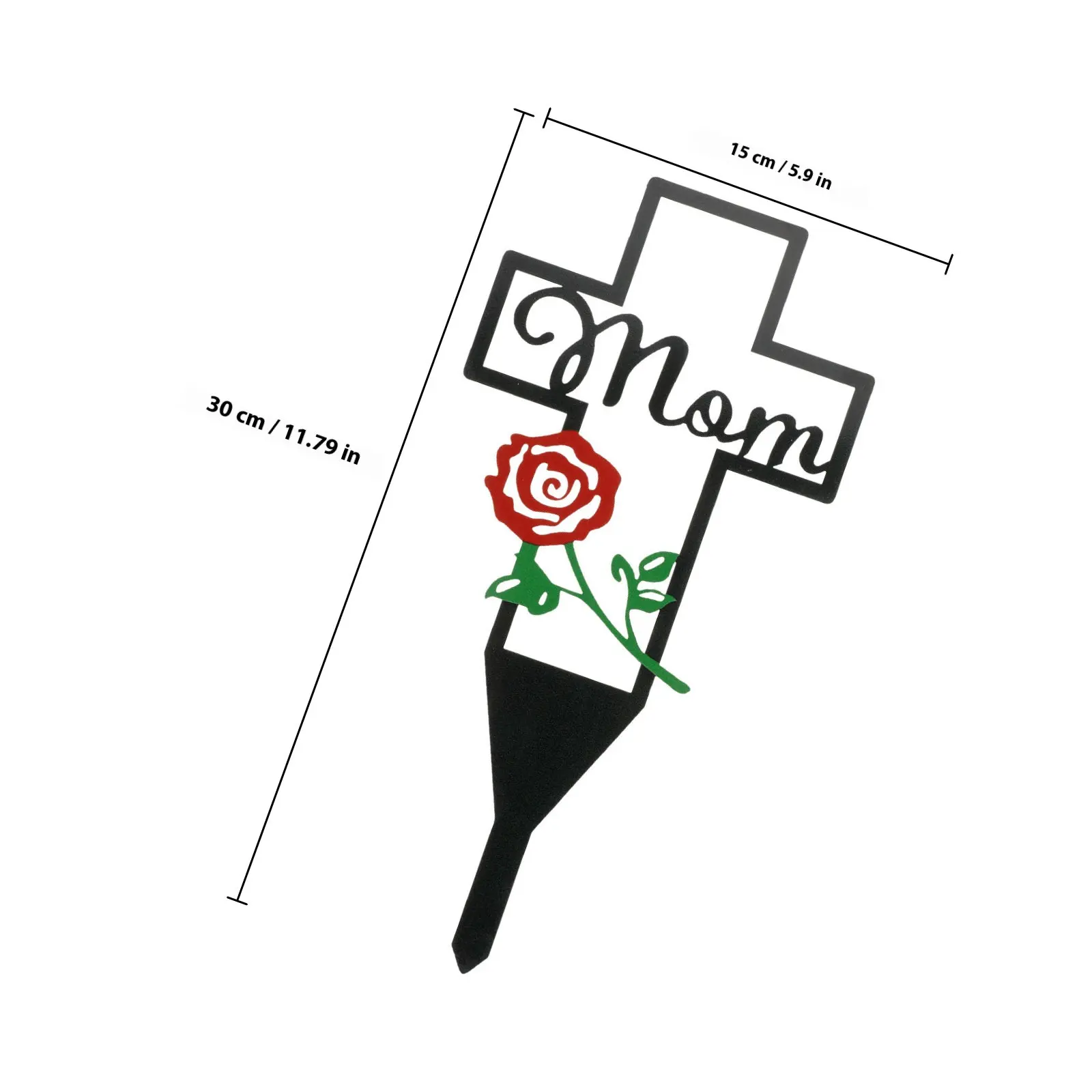 Creative Cemetery Stake Garden Stake Decorative Memorial Cross Ornament Outdoor Grave Marker for Mom Pet Memorial Stones