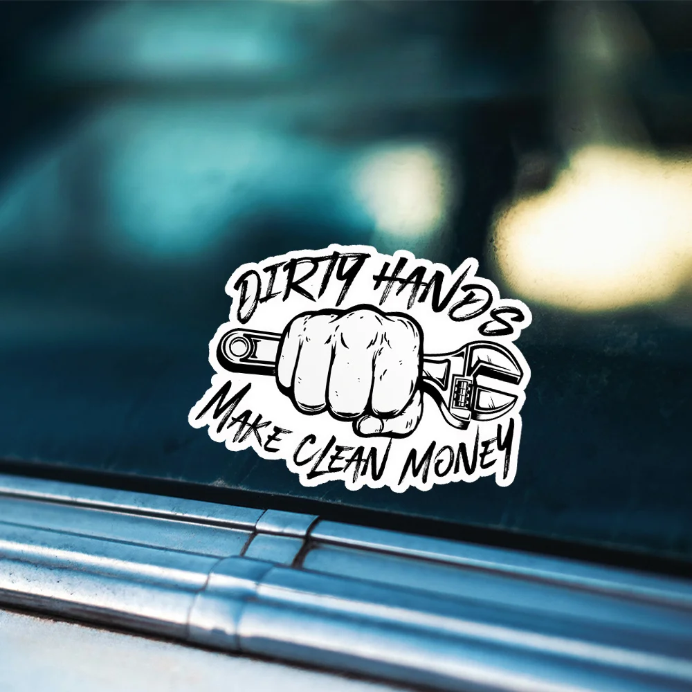 الأيدي القذرة تجعل النقود النظيفة ملصق وظيفة الياقة الزرقاء البناء الخطي مقاوم للماء يموت قطع الفينيل ملصق #6