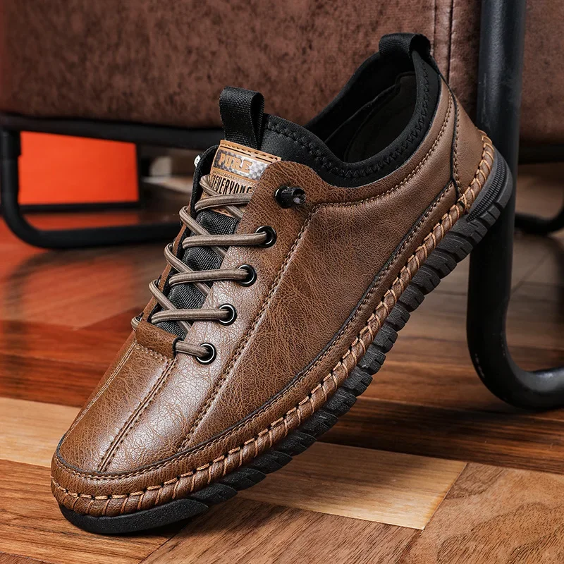 

Shoes for Men Leather Casual Handmade Shoes Outdoor Hiking Sneakers Men Breathable Lace Up Sport Mens Shoes Zapatos De Hombre