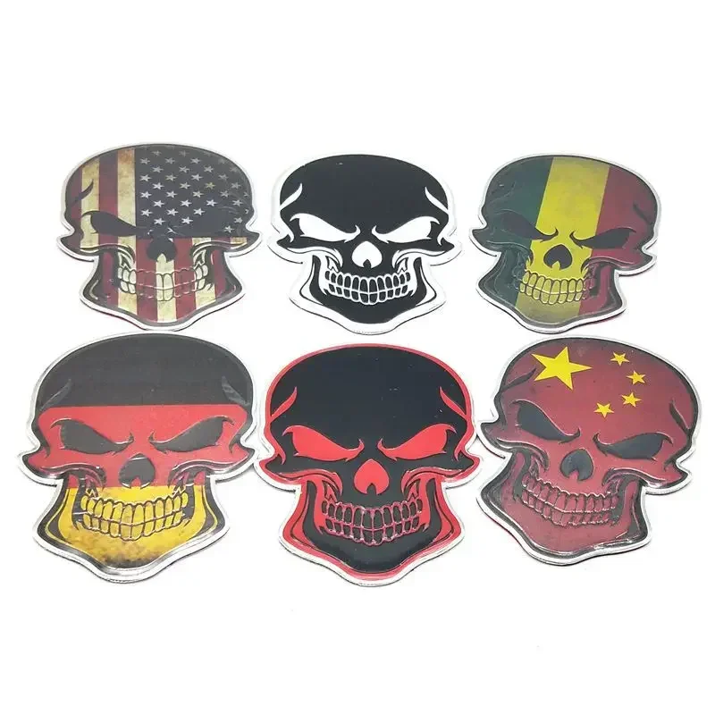 Metal Skull Flag Car Body Side Emblem Trunk Badge Sticker for Subaru Chevrolet Mercedes Benz Ford Mazda Land Rover Honda Toyota