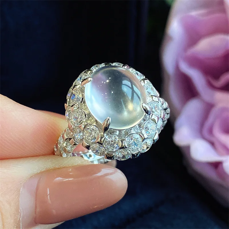 Personality Crystal Flower Ring Female Index Finger Accessories Fashion 925 Silver Ring For Women Jewelry Adjustable