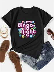 2024 New Summer Fashion Lucky Bingo Player Funny Gambling Gambler Bingo Queen T-Shirt Gift Women's Round Neck T-shirt