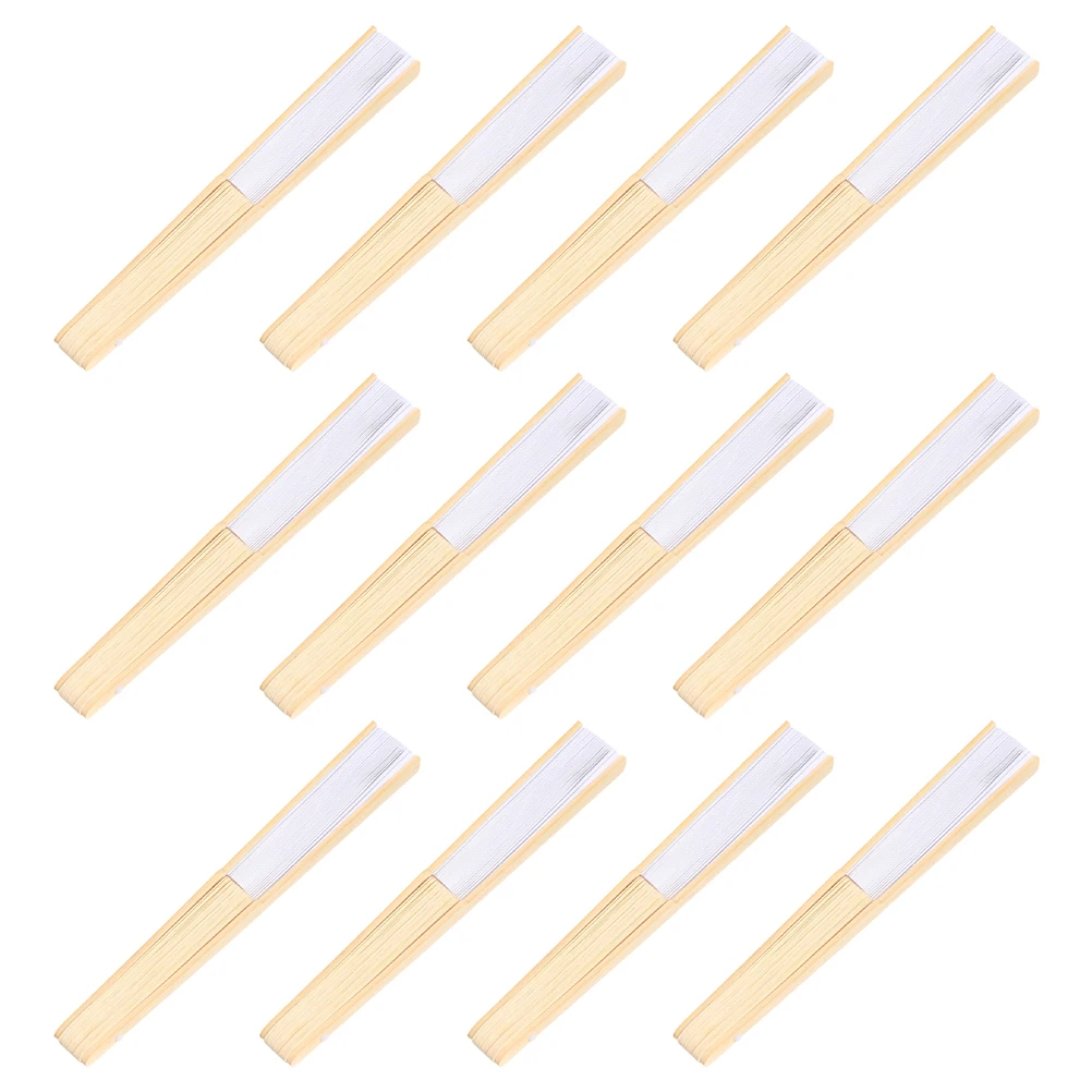 

12pcs Chinese Blank Fan Handheld Folding Style Handheld Fan Hand For Wedding Party Dance Decor Portable Manual Fans