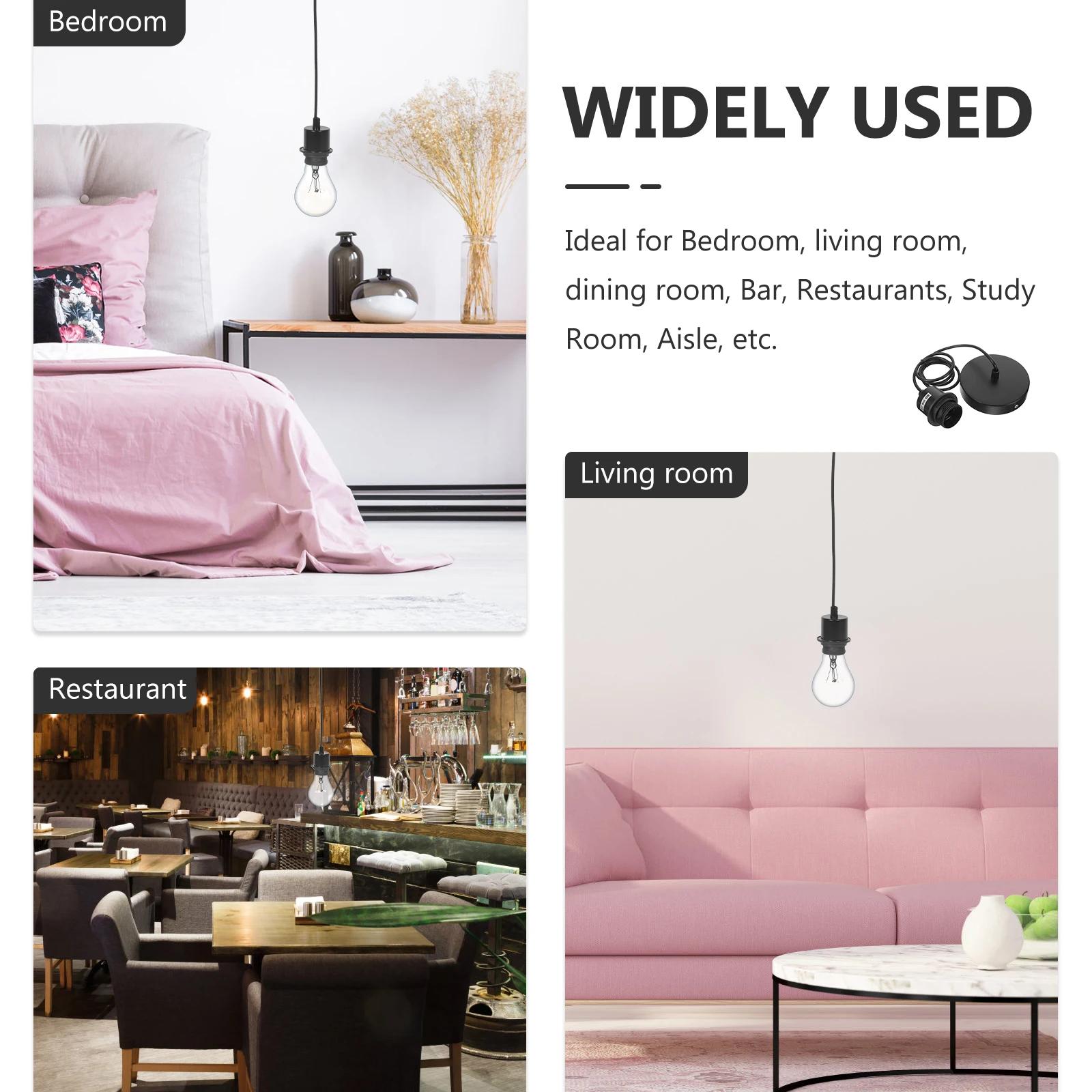 

E27 Lamp Holder 1.2M Wire DIY Pendant Light Fixture Threaded Socket Metal Bulb Base Lighting Accessories Bedroom Living Room