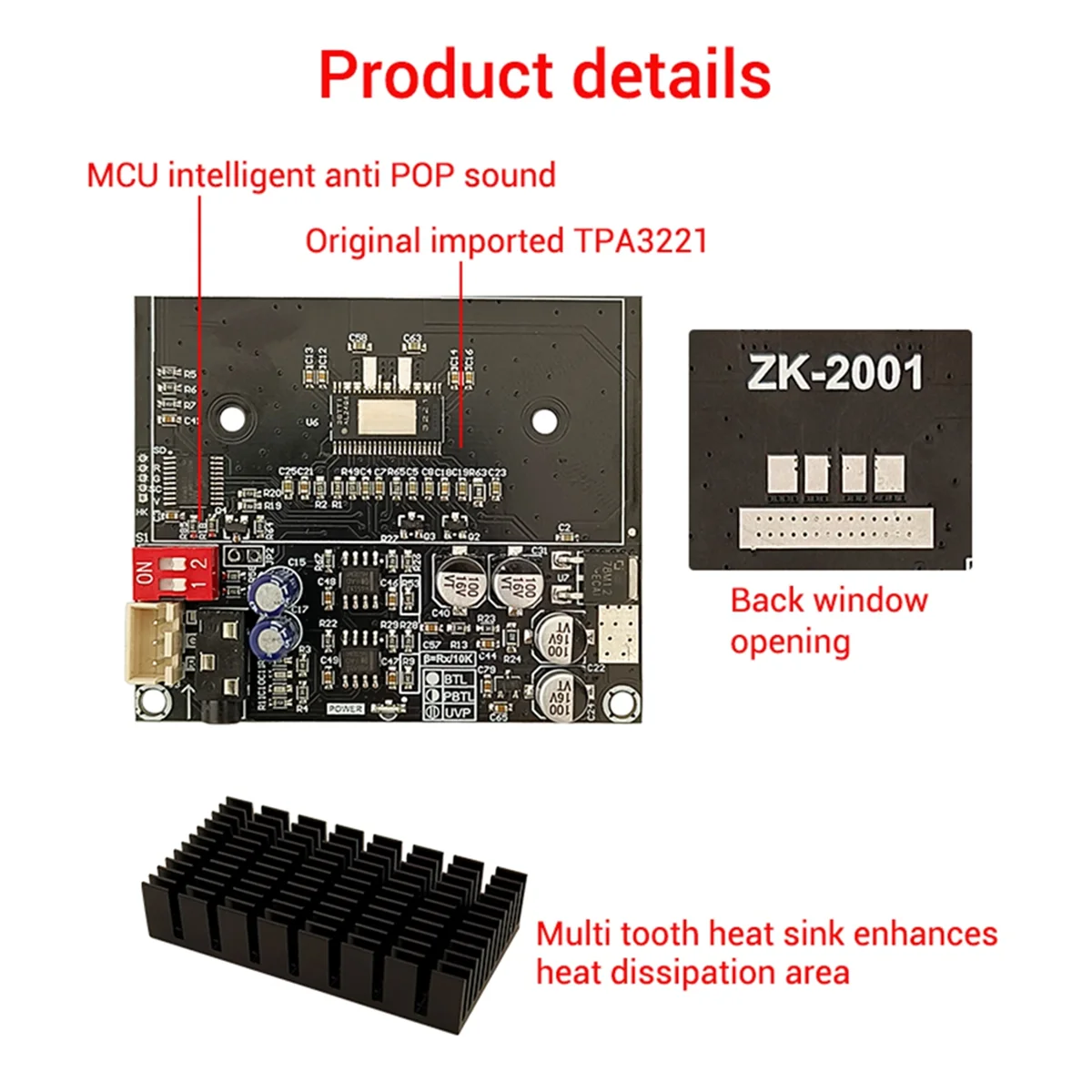 ZK-2001 TPA3221 100WX2 Çift Kanallı Saf Arka Sahne Dijital Amplifikatör Kurulu 200 W AMP Köprülü Mono Subwoofer Hoparlör