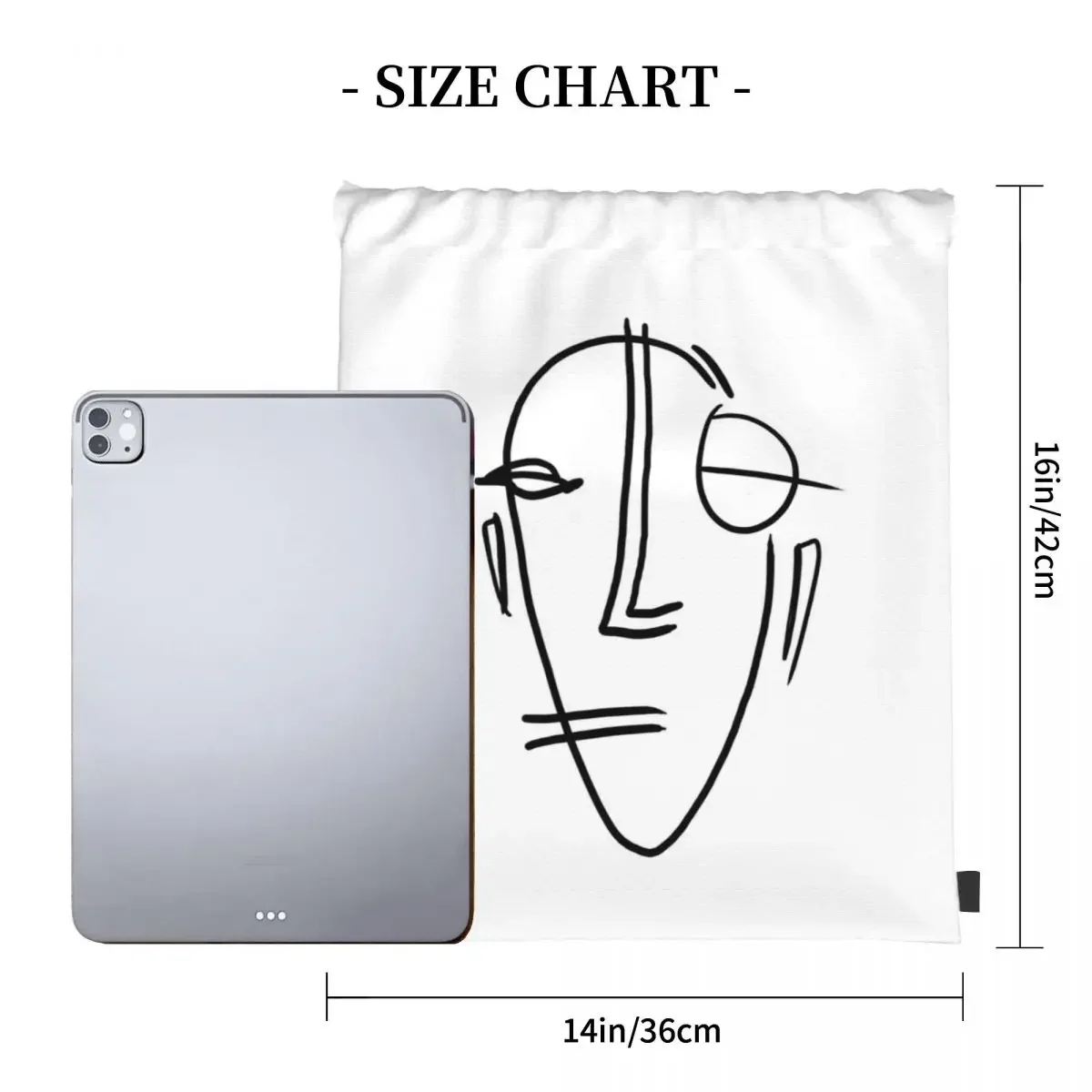 Abstract Face - Minimal Figure Line Art Backpacks Drawstring Bags Drawstring Bundle Pocket Sports Bag BookBag Travel Students