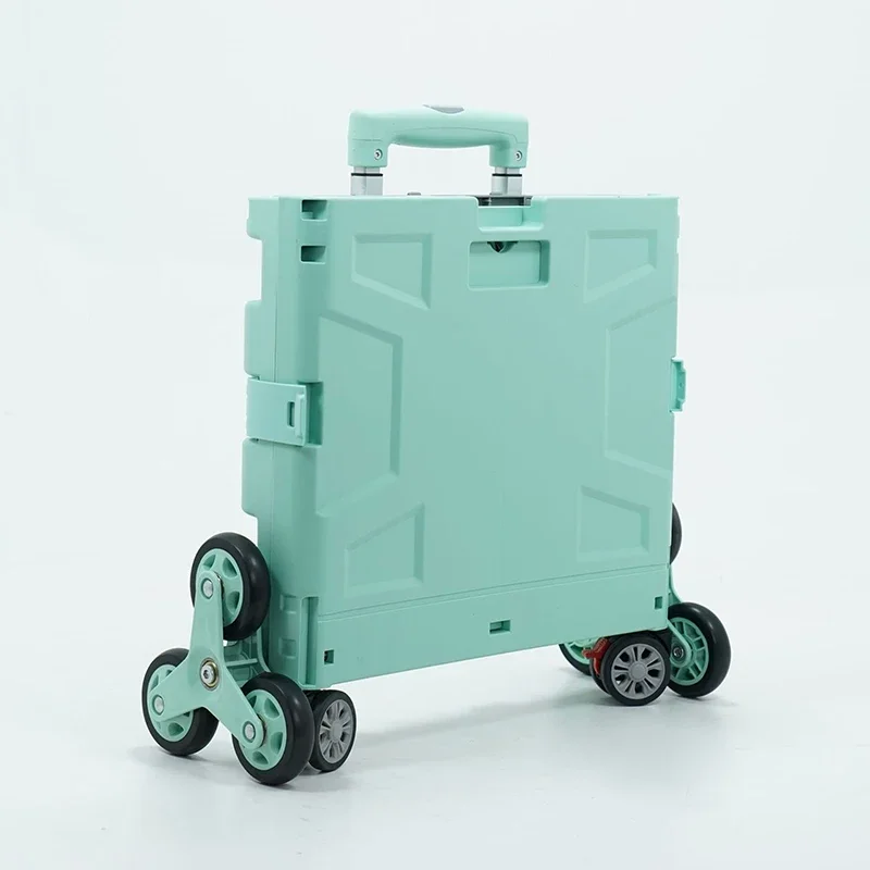 Climbings plastic portable mini folding luggage trolleys supermarket foldable small shopping trolleys bag shop truck