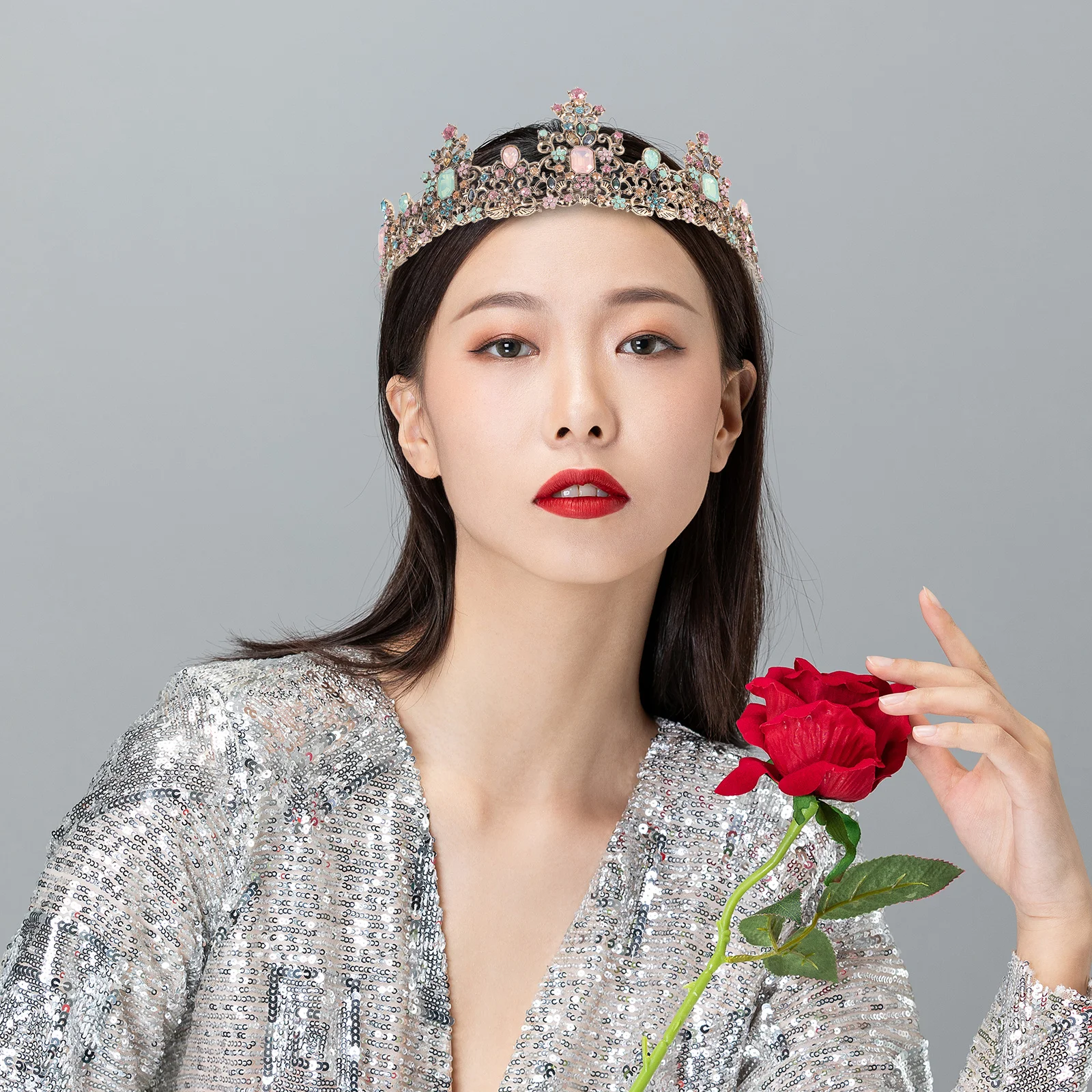 

1pc Retro Tiara Wedding Bridal Headpiece Women Girls Dance Party Banquet Prom Headdress Hair Accessories