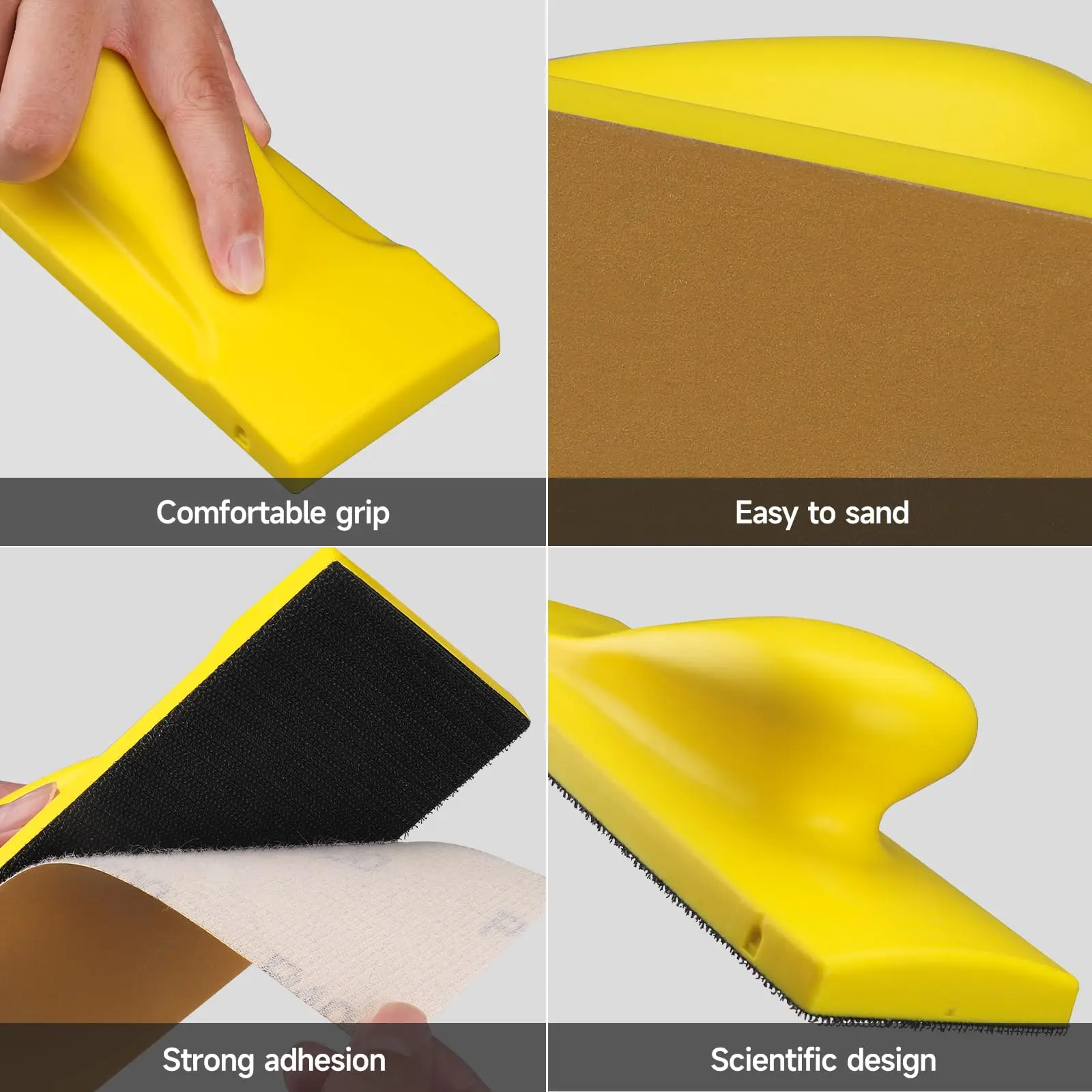 70 mm x 198 mm Sanding Block Handy Suitable for Hook and Loop Sand Paper, for Hand Sanding Filler, Plaster, Wood