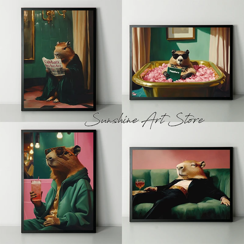 Funny Capybara Bath…