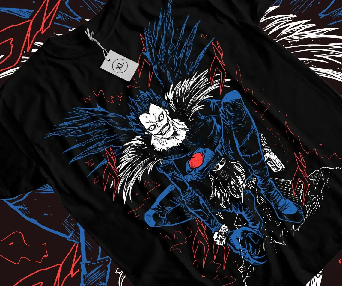 

Kira Ryuk T-Shirt Death Note Horror Anime Black Graphic Tee Gifts Shirt All Size