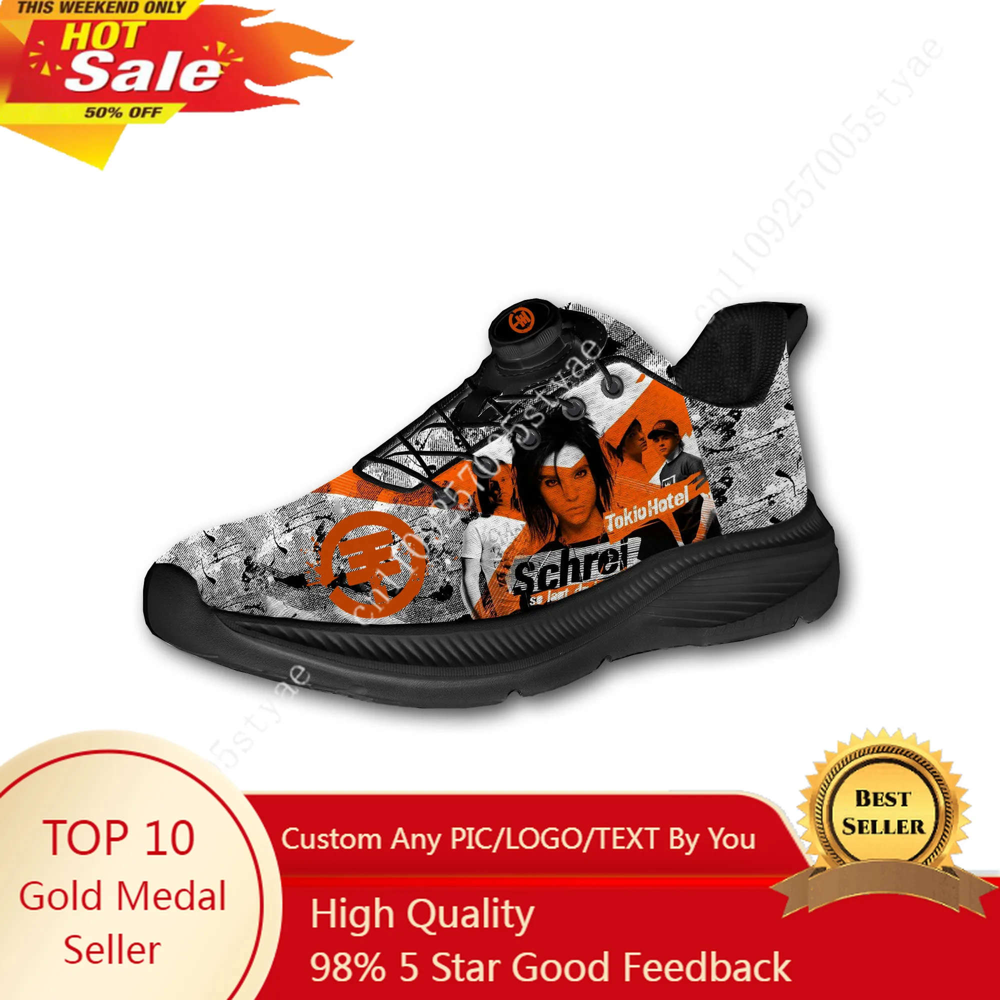 

Tokio Hotel band Mens Womens Running Off-road Shoes Laceless Rotating Button Sports Shoe Hiking Leisure Custom Sneaker