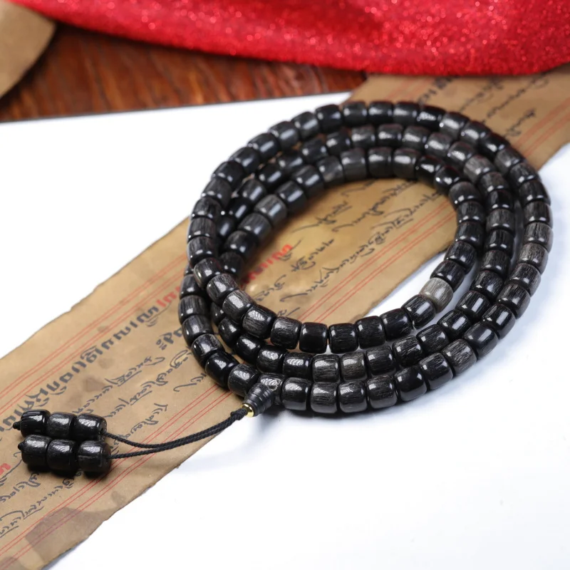 Authentic Yak Horn Buddha Bead Chain Hoh Xil Black Gold Horn Beads Men and Women Multi-circle Bracelet Horn Products Whol