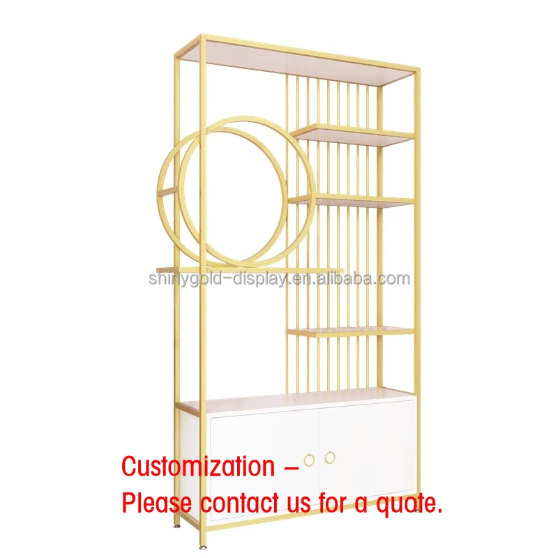 custom.Luxury LED Cabinet Cosmetics Skin Care Product Display Shelf Perfume Shop Display Gold Makeup Shop Salon Display