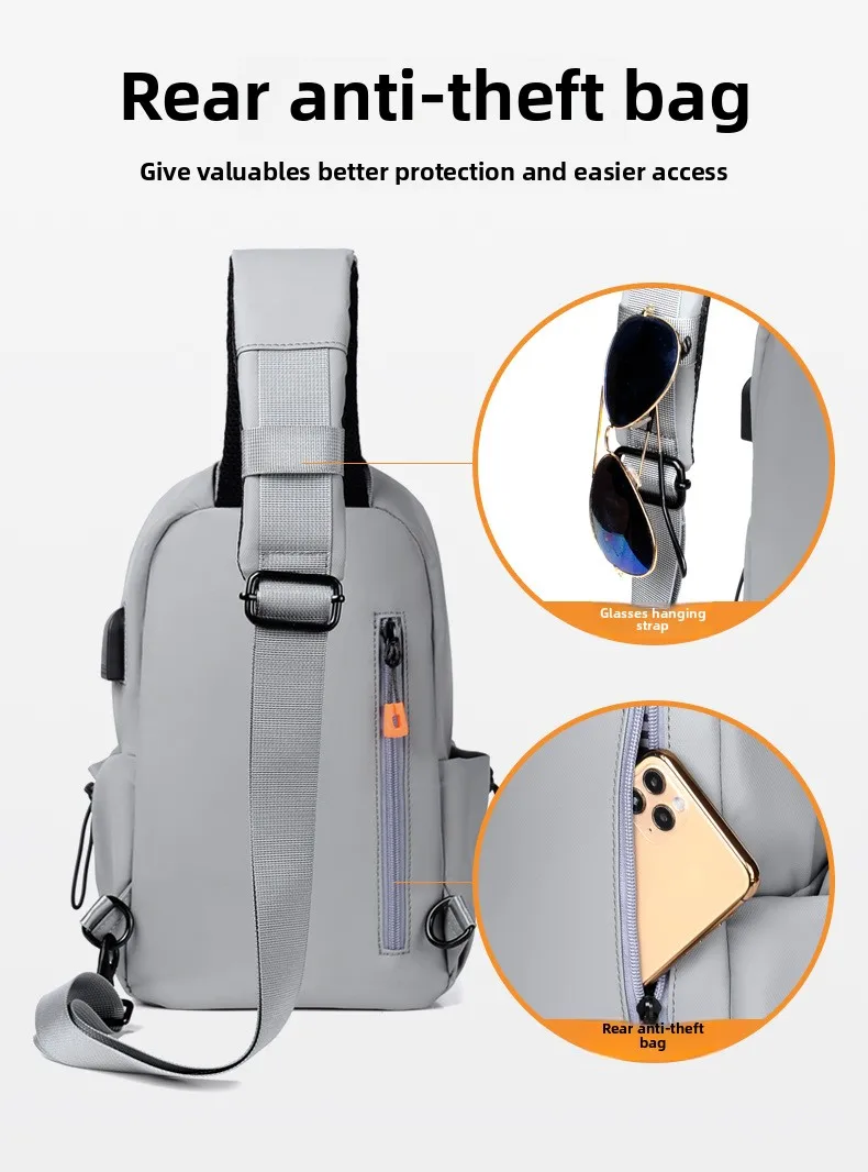 New Korean-style Men's Fashionable Chest Bag, Lightweight Outdoor Casual Multi-functional Crossbody Single-shoulder Bag Mens Bag