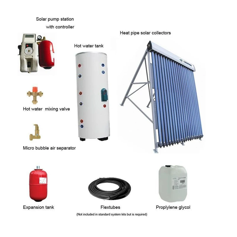 Green Energy Factory Directly Split Pressure Evacuated Tube Copper Heat Solar Water Heating System SUS-304 Stainless Steel Tank