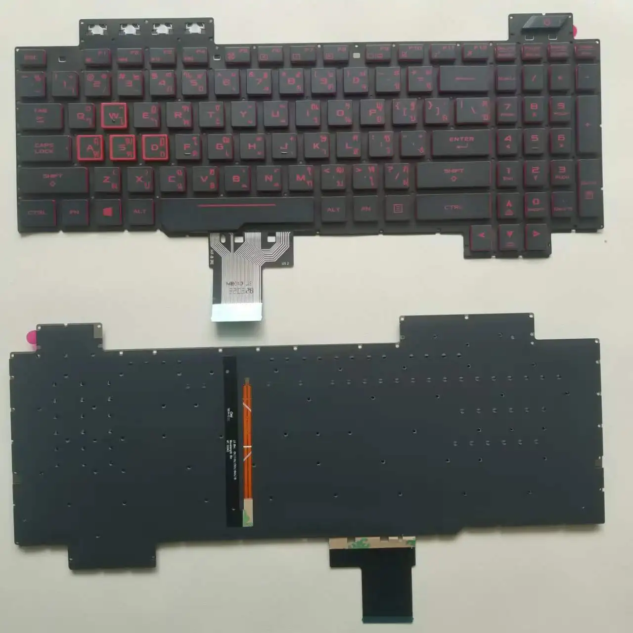 New Thai Keyboard For Asus FX504 FX504gd FX504ge FX504gm TI คีย์บอร์ด Keyboard Red Color With Backlit No Frame