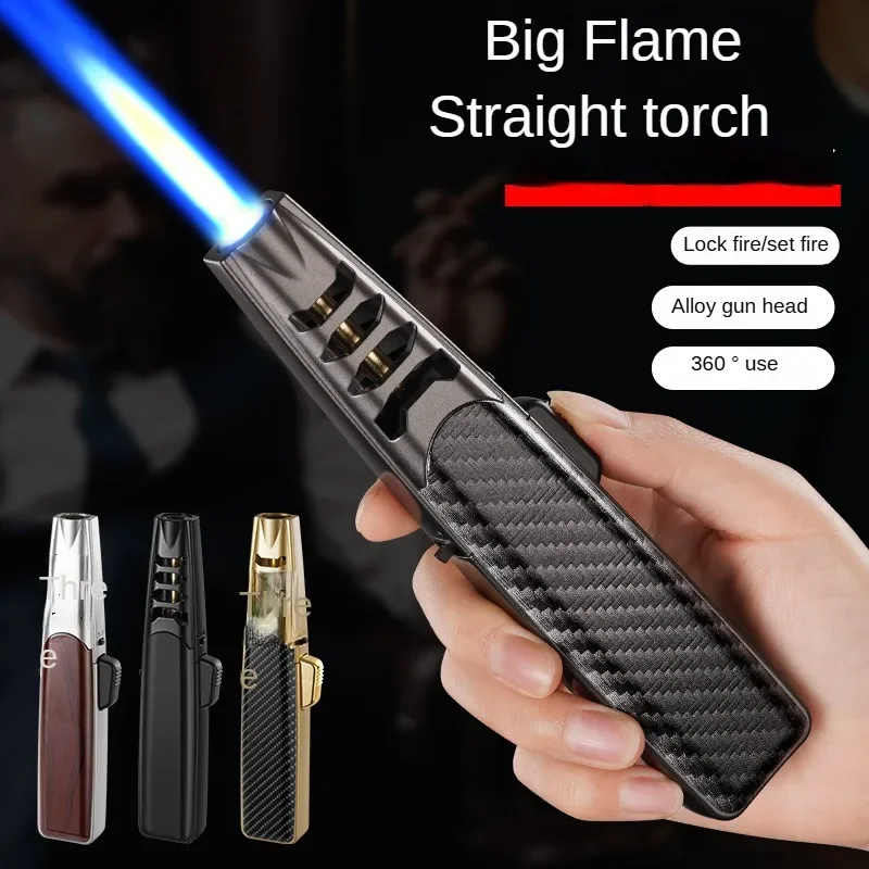 Metal Windproof Turbine Torch High-Flame Gas Direct Welding Gun Lighter Outdoor Portable BBQ Ignition Guns Kitchen Tool