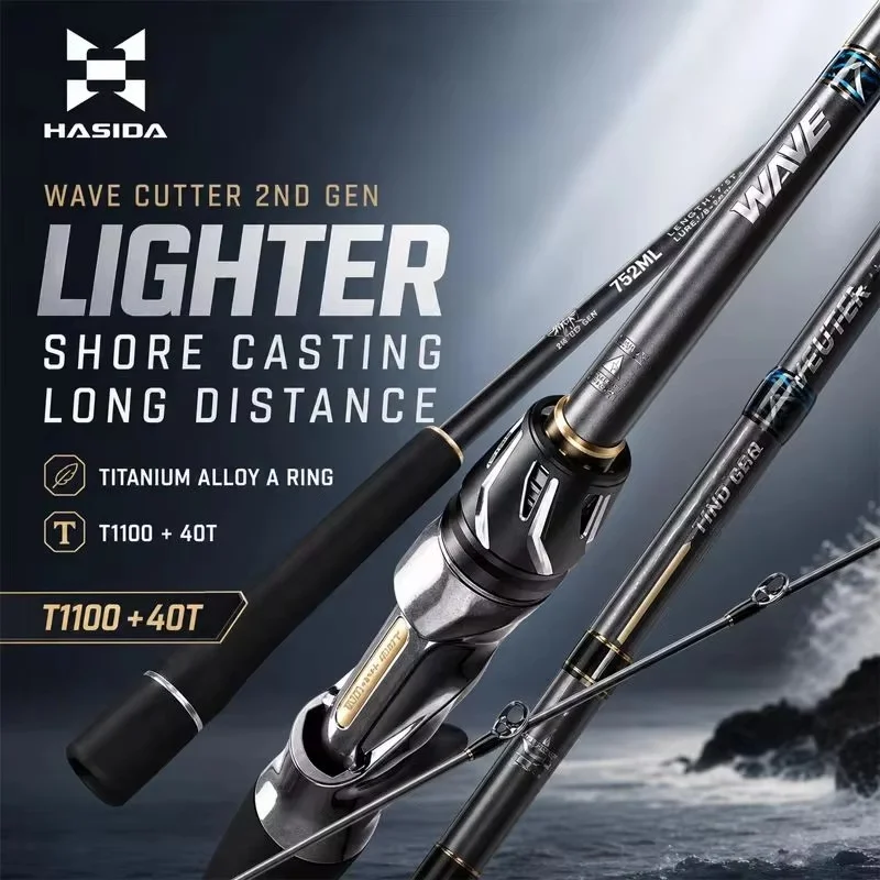 HASIDA Wave Cutter Super Long Cast Lure Rod T1100 40t High Modulus Carbon Fiber Spinning Handle Shore Casting For Seabass Pike