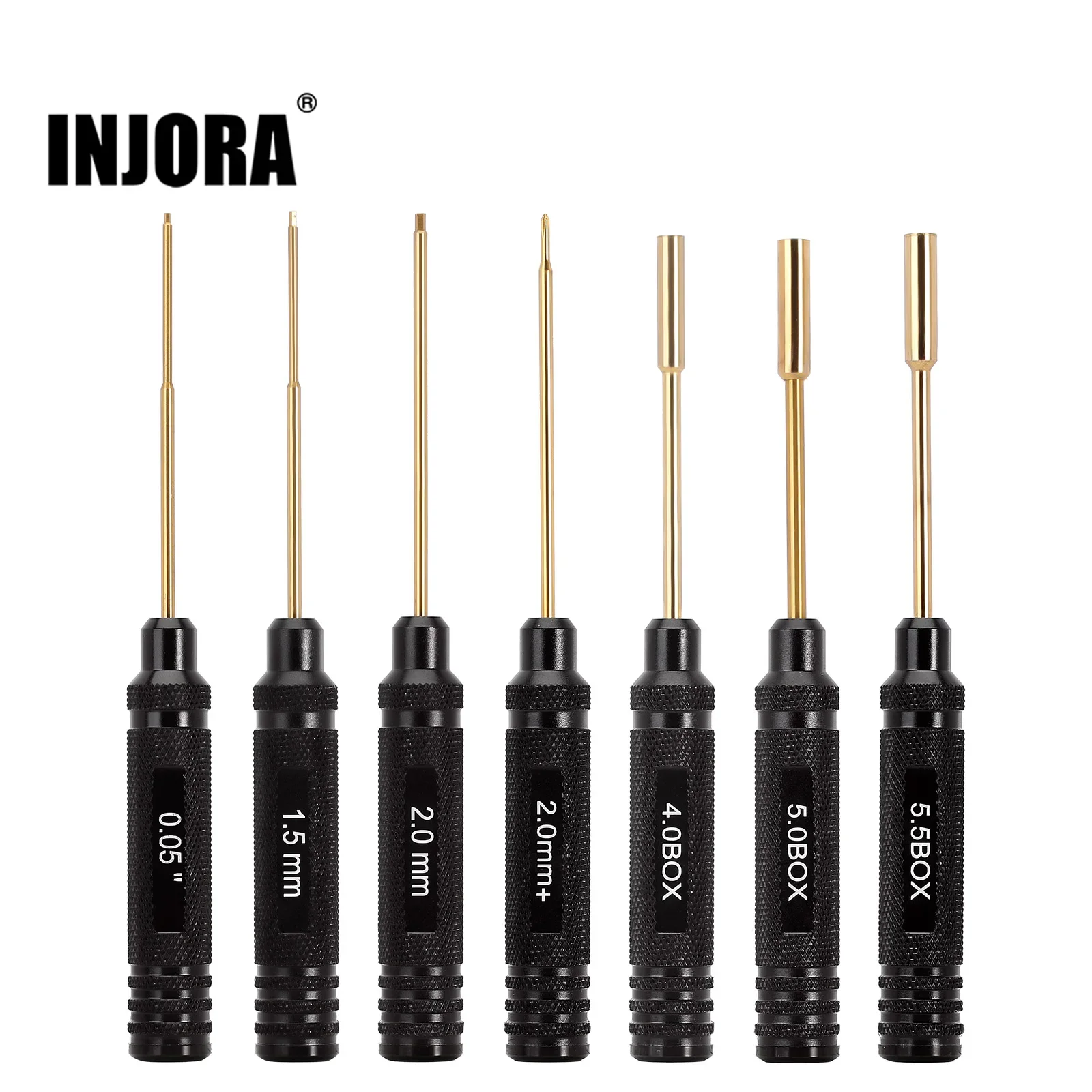 INJORA 7PCS HSS Hexagon Screwdriver Hex Nut Driver Wrench RC Tools Kit For 1/18 1/24 RC Mini Crawler Car SCX24 TRX4M FCX24