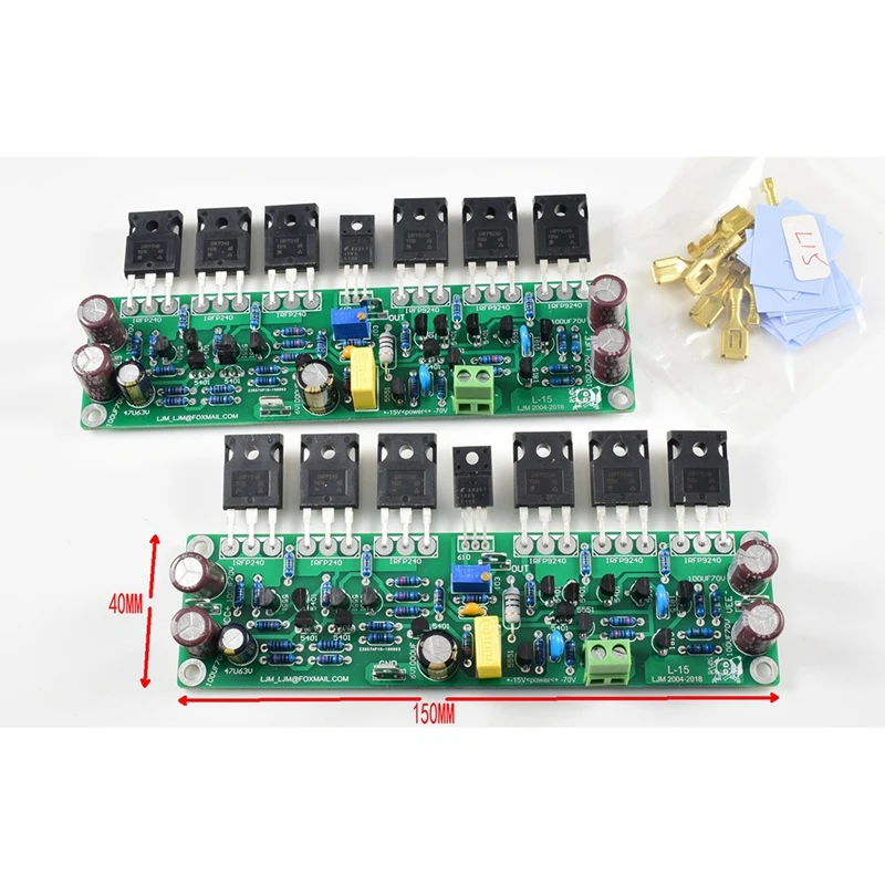 2Pcs L15 FET Power Amplifier 2 Channels 3 Pairs IRFP240 IRFP9240 150W 8R ,300W 4R, 600W 2R