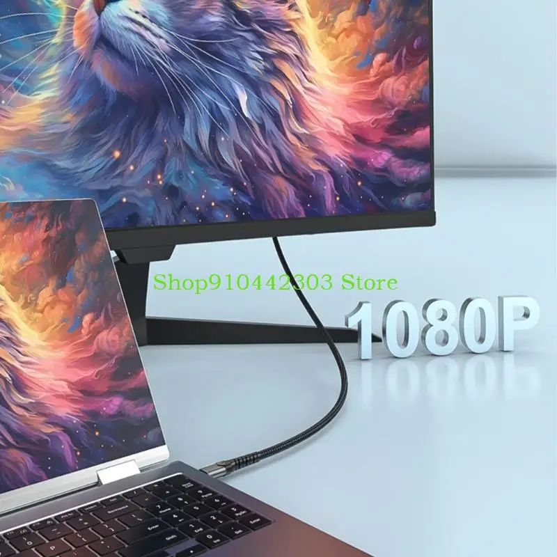 

L4MD 6.56ft Type C to VGA Connection Cable Line 1080P Video Cord with Flexible Soft Thread and Gold Plated End for Laptops