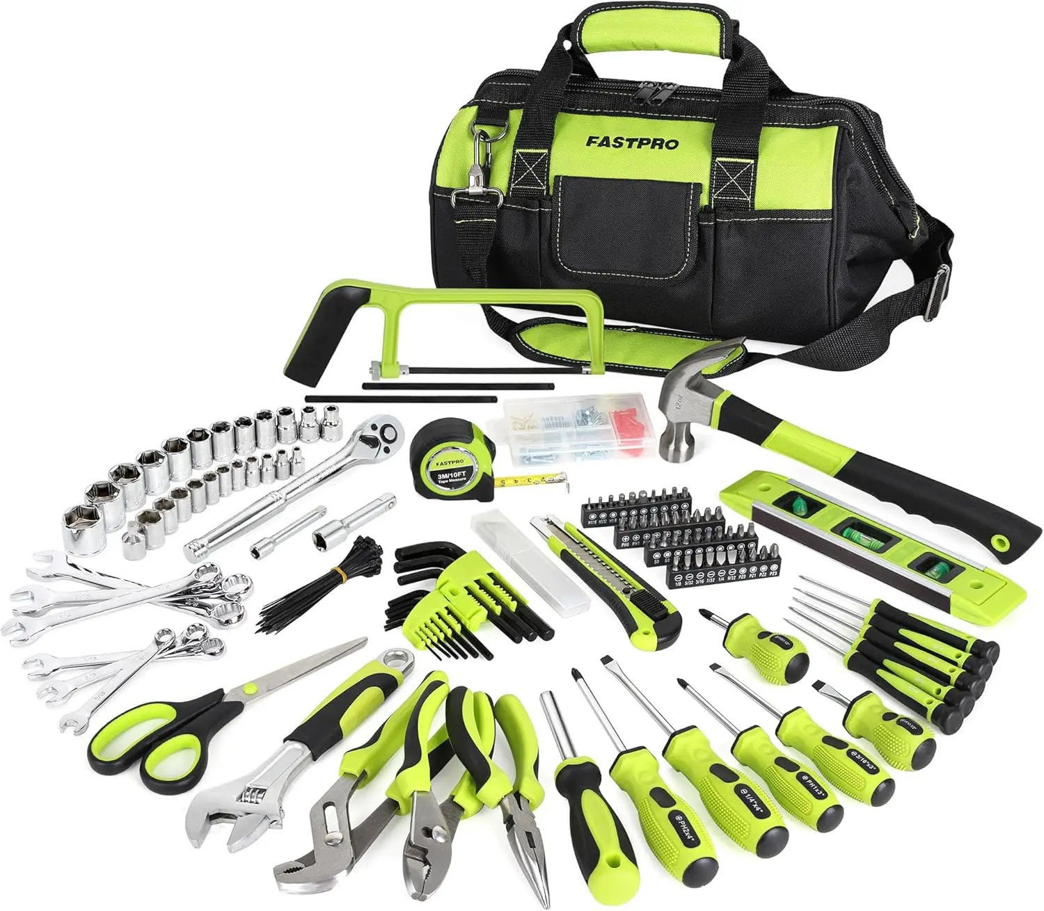 

267-Piece Home Tool Set Household Repairing Tool Kit with 13-Inch Wide Mouth Open Tool Bag Mechanics Hand Tool Kit for DIY Home