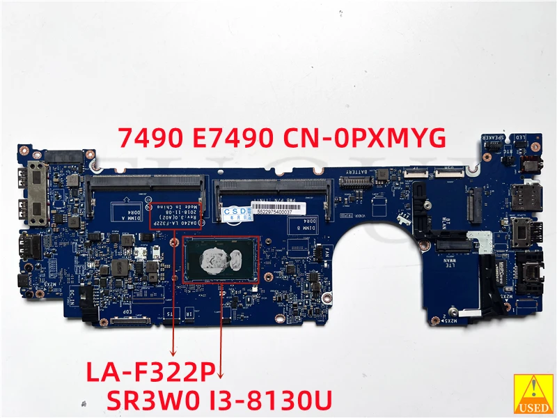 Sử Dụng Laptop Cho Dell 7490 CN-0PXMYG SR3W0 I3-8130U LA-F322P Thử Nghiệm Đầy Đủ Năm 100% Công Việc