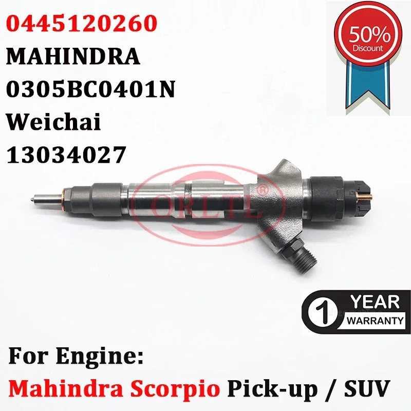

Новый инжектор Common Rail в сборе 0305BC0401N 0445120260 (13034027) для Mahindra Scorpio Pick-up SUV 2.6 (0 445 120 260)